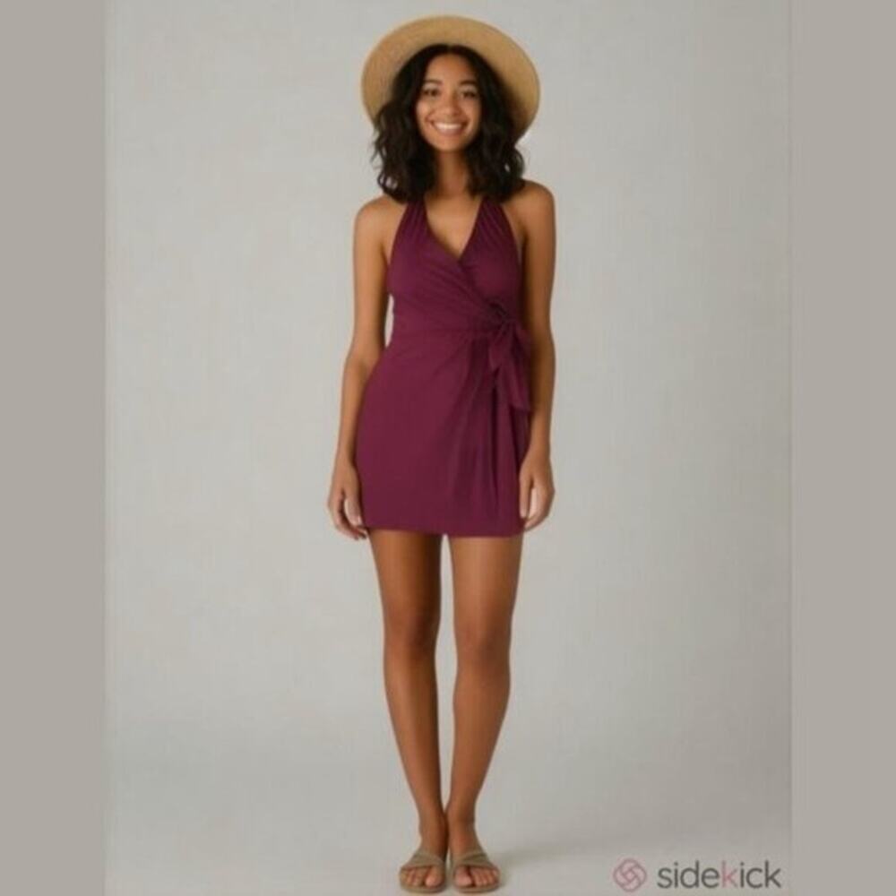 J. Crew $128 Halter Wrap Swim Dress Iris Purple Size 20 one piece swimsuit SW104
